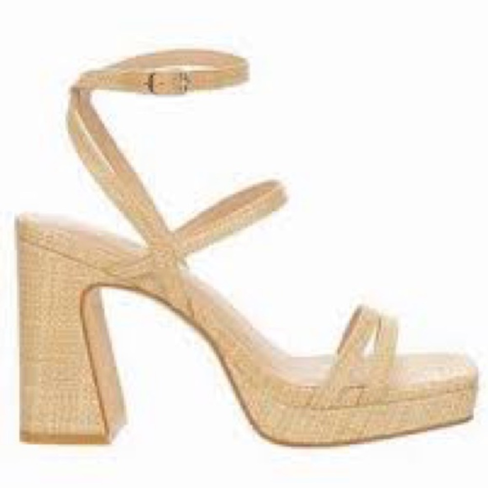 Limelight Raffia Ankle Strap Heel